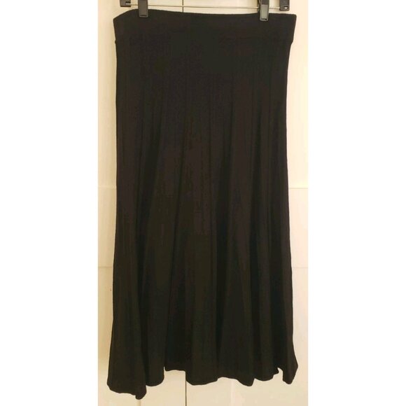 NWT T TAHARI RIBBED KNIT MIDI SKIRT BLACK LARGE - Picture 3 of 9